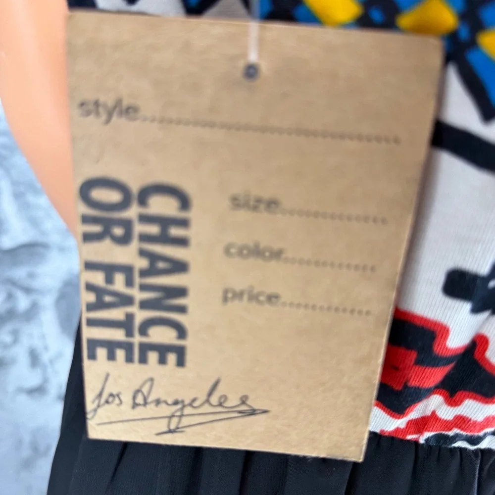 Chance or Fate‎ Los Angeles Geometric Tribal Maxi Dress Black Southwest Print L